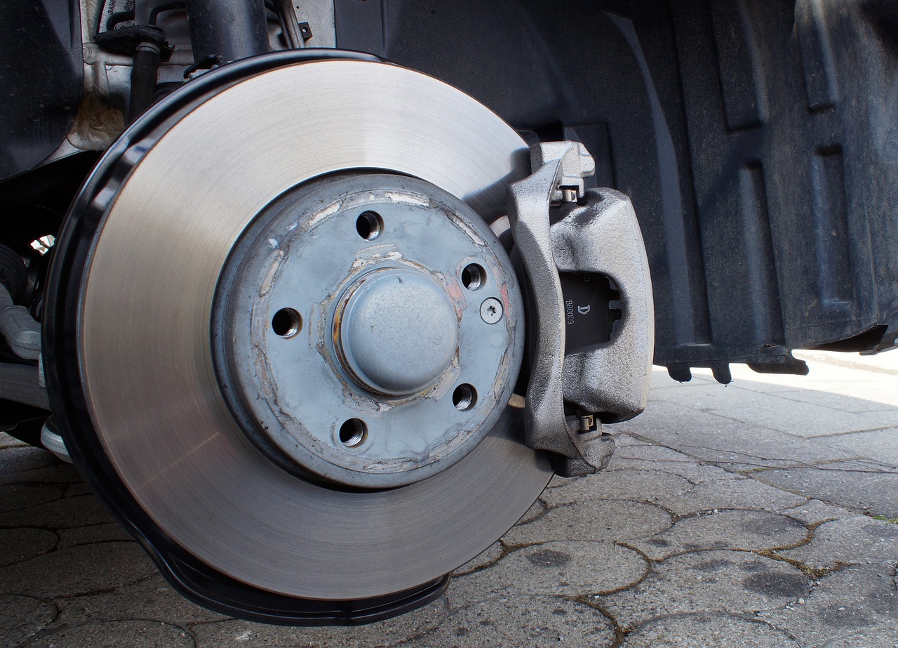 A car's brake system in the wheel