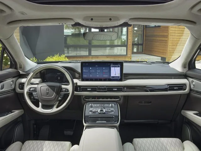 A dashboard of a Lincoln vehicle