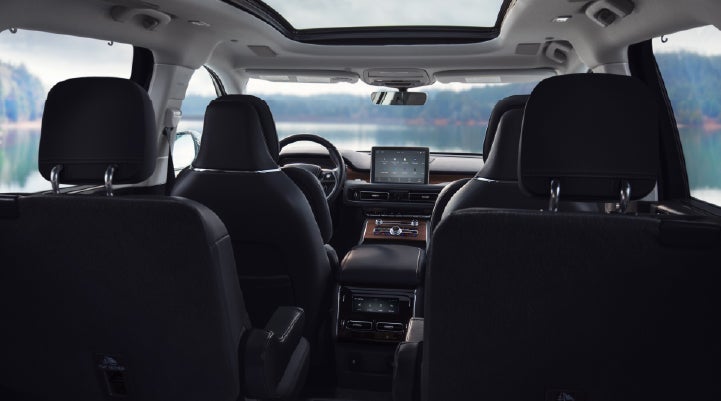 The interior of a 2024 Lincoln Aviator® SUV from behind the second row | Asheville Lincoln in Asheville NC