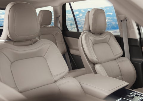 The interior of a 2024 Lincoln Aviator® SUV in the Sandstone interior color | Asheville Lincoln in Asheville NC