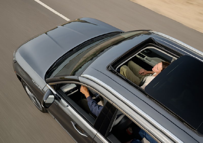 The available panoramic Vista Roof® of a 2027 Lincoln Aviator® SUV is open. | Asheville Lincoln in Asheville NC