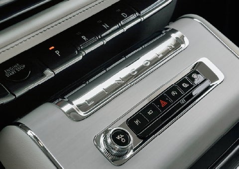 The piano key gear selector of a 2027 Lincoln Aviator® Back Label™ SUV. | Asheville Lincoln in Asheville NC