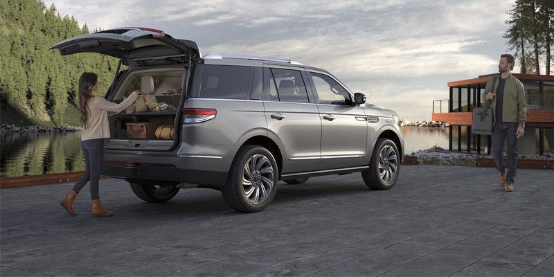 The Lincoln Navigator from Asheville Lincoln parked in the wilderness of the vast Black Mountain camp ground summer of 2024 .
