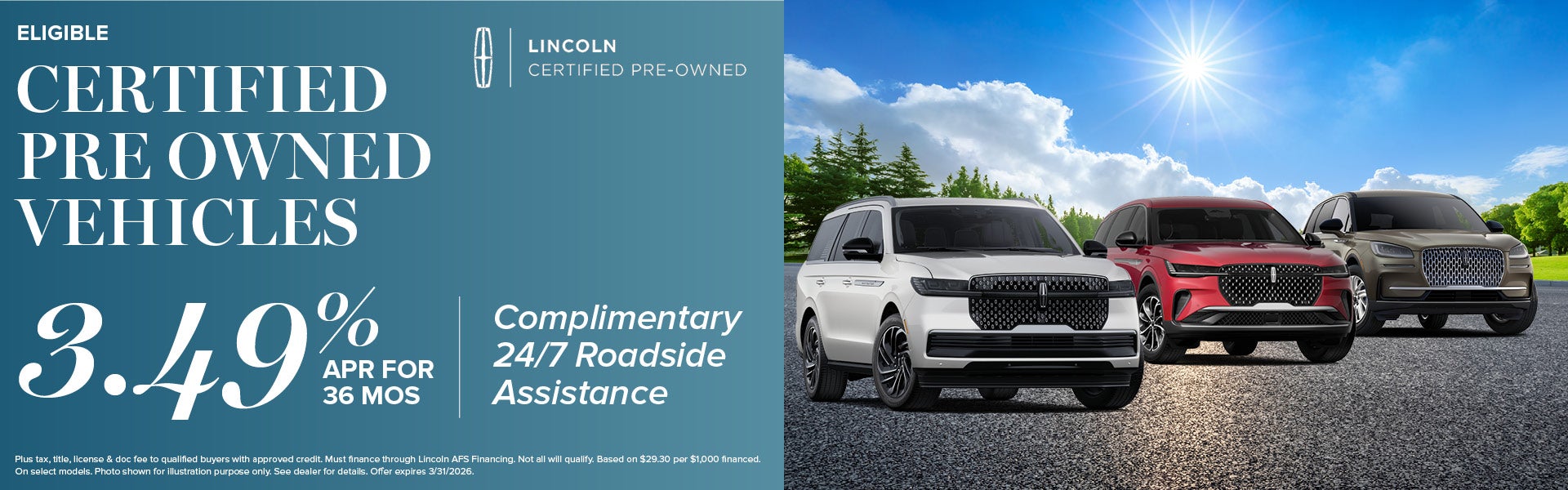 Certified Pre-Owned Vehicles Finance Offer