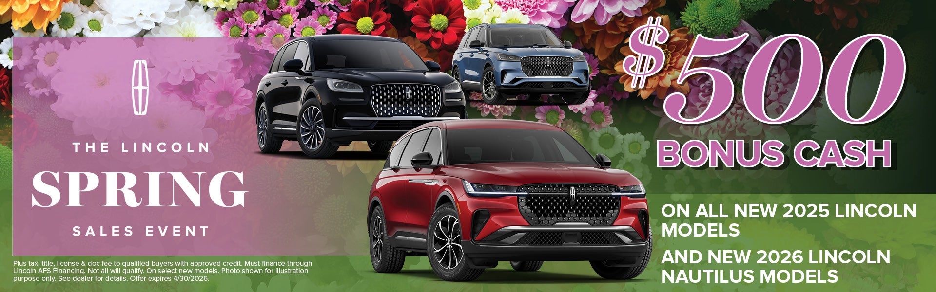 Bonus Cash on all New 2025 & 2026 Lincoln Models