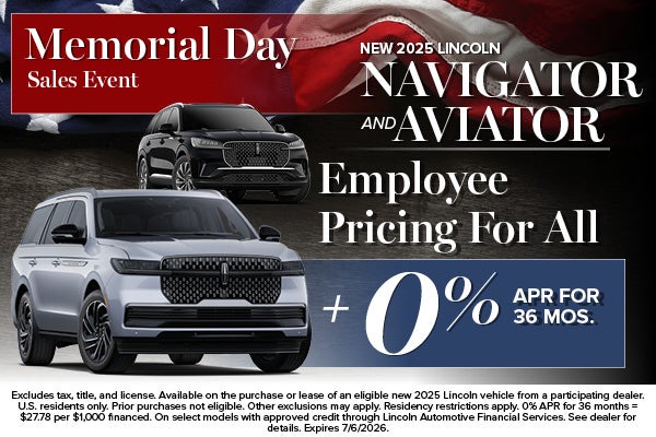 2025 Lincoln Navigator & Aviator Special Pricing